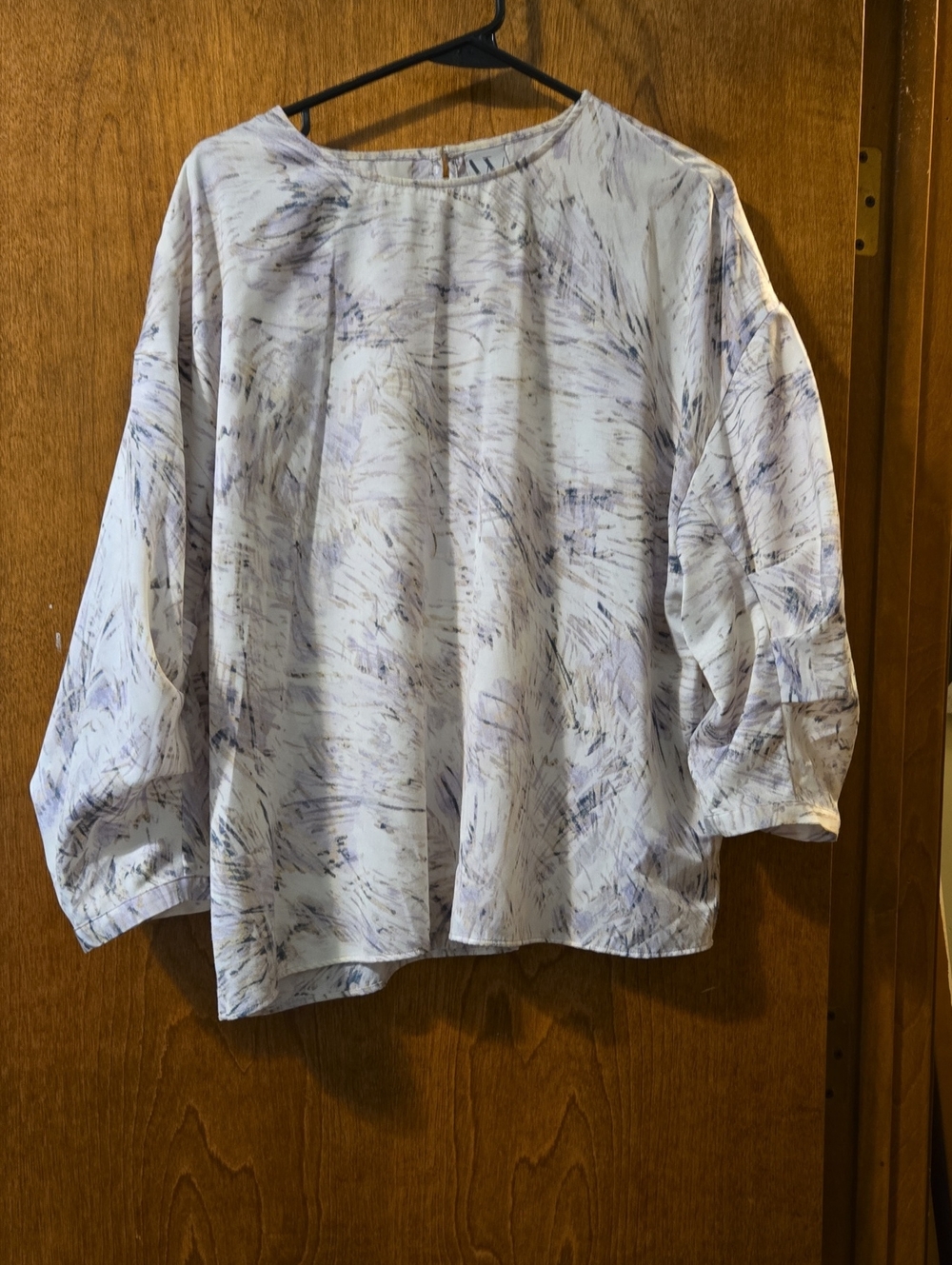 Worthington White Abstract-Print Relaxed Blouse